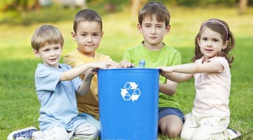 Students picking up trash.