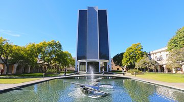 The Millikan Library, the tallest building on campus