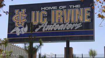 A prominent UCI sign at Crawford Hall, part of the Crawford Athletic Complex