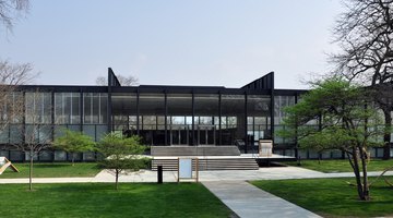 S. R. Crown Hall on the Illinois Institute of Technology campus. Designed by Ludwig Mies van der Rohe in 1956, it was designated a National Historic Landmark in 2001.[17]