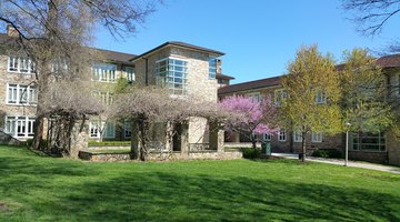 The entrance to Van Meter Hall