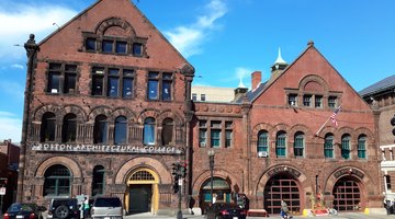 951/955 Boylston Street; the rightmost large doors house a Boston Fire Department station
