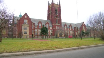 The main building of Sacred Heart Major Seminary viewed from Chicago Boulevard