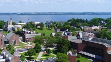  An aerial view of the Hobart and William Smith Colleges campus and Seneca Lake.