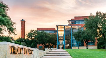 Northrup Hall during sunset at Trinity University in San Antonio, Texas