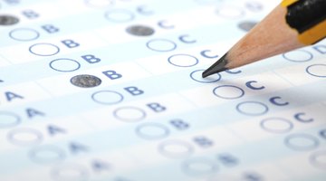 A pencil filling in a multiple choice answer sheet.