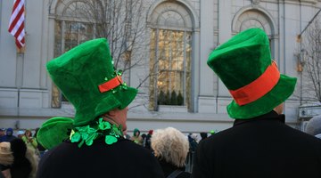 People wearing leprechaun hats.