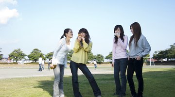 Students are hanging out on campus.