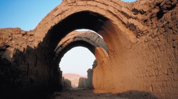 Mud bricks are a mixture of mud and straw baked in the sun.