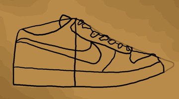The frame of the shoe with the laces drawn on.