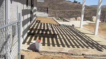 A basic patio cover in vinyl.