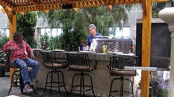 Tropical looking patio cover for an outdoor room