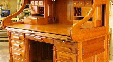 An open lute top from Rolltop Desk Works--tambour lifts up