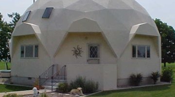 Geodesic dome, note angular form with straight lines