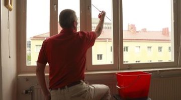 Man cleaning windows