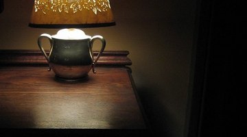 A table lamp with shade.