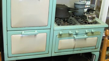 Steel oven with microwave in kitchen