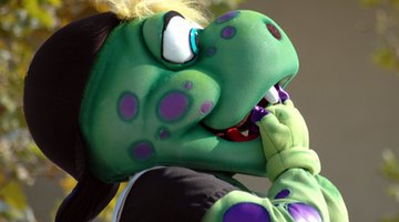 Find a picture of the college mascot on campus.