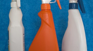 A cleaner can be sprayed from a bottle to cut dirt.