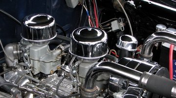 The car's engine closeup