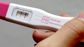 Hispanic woman holding tissue reading pregnancy test