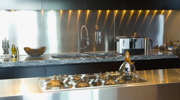 Stainless steel blends with satin chrome and nickel in the kitchen.