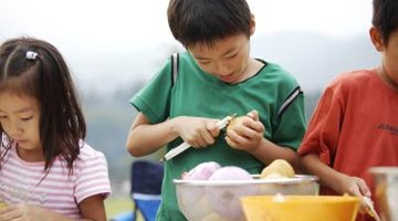 Children can cut the potatoes with adult supervision.