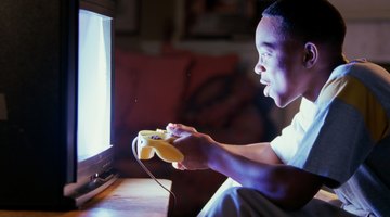 Family playing video games