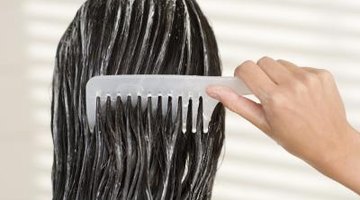 A wide toothed comb gently removes tangles.