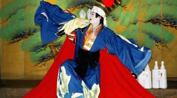 Kabuki costumes are as colourful and stylised as the make-up.