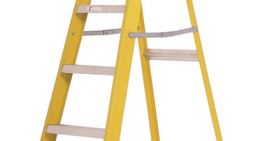 Use a ladder to avoid a sore neck from cleaning blinds.