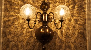 Old lamp and wallpaper