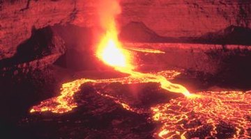 Erupting volcanoes release chemicals that can cause acid rain.
