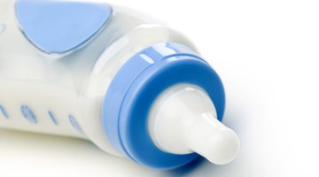 baby bottle and milk with clipping path