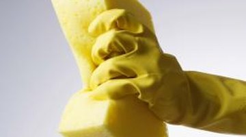 Rubber gloves protect skin from harsh, skin-drying ammonia.