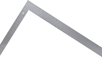 The legs of a framing square are of unequal length.