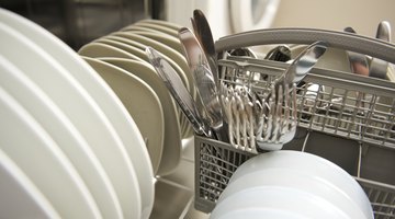 Utensils in the dishwasher.