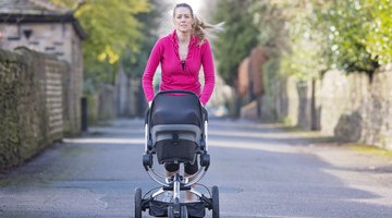 Young mother running