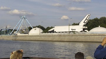 A space shuttle readying for launch.