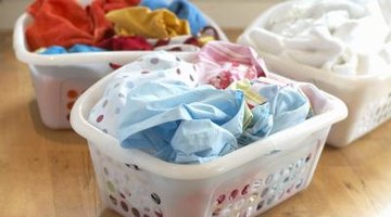 3 sorted laundry baskets