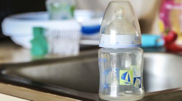 Baby bottles in sterilizer