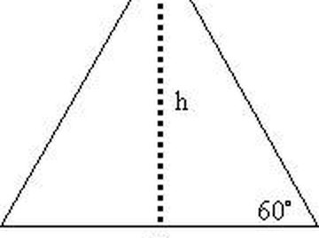Equilateral triangle with base s and height h