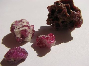Raw rubies before they've been cut or polished.