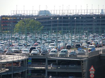 A large airport parking garage.