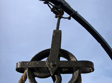 A pulley and belt system transfers power.