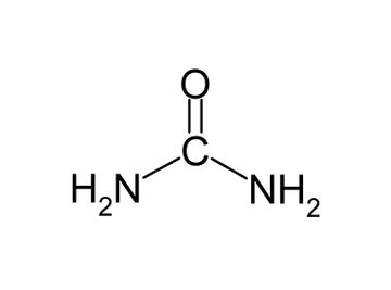 Chemical formula of urea.