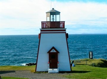 A decorative lighthouse can be powered by the sun.