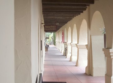 Many California missions, including San Fernando Rey, feature colonnades like this one.