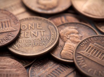 A close-up of pennies.