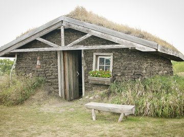 Sod house surrounded by plants